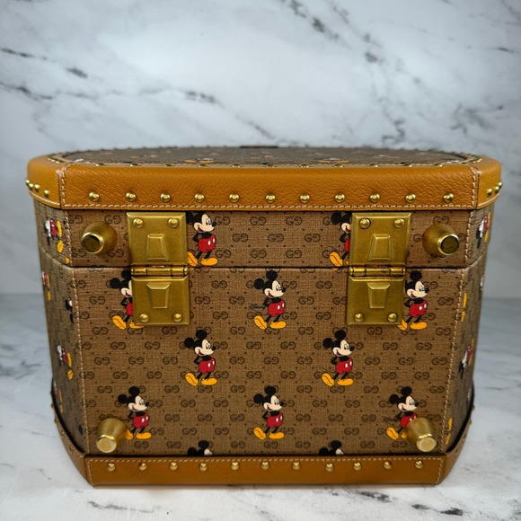 Gucci Disney Hat Box Mickey Mouse GG monogram travel trunk bag Luggage Rare - Picture 5 of 16